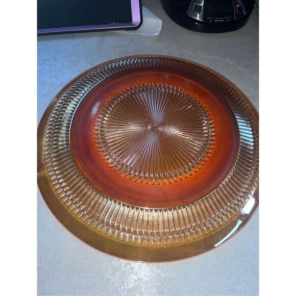 Vintage Jeannette Marigold Sunburst platter 13” flawless cookies burst! - Picture 1 of 16